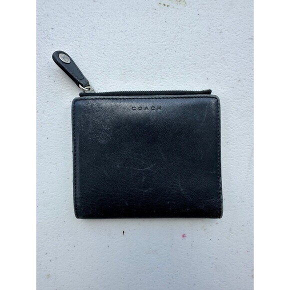 Coach Genuine Soft Leather Card Bills Sleeve Zipper Snap Button Bi-Fold Wallet - Picture 1 of 4